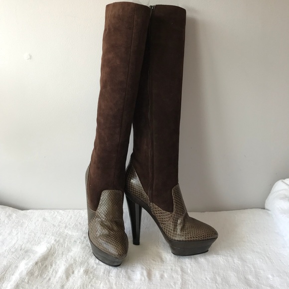 DEVI KROELL**Brown Suede Python Boots EU 37 $2850 - Picture 5 of 8